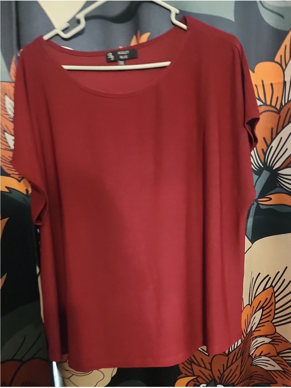 Ashley Blue Women's Short Sleeve Scoop Neck Tee - Burgundy